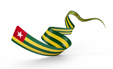 3d Flag Of Togo 3d Shiny Waving Togo Ribbon Flag Isolated On White Background 3d Illustration