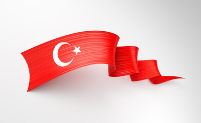 3d Flag Of Turkey 3d Shiny Waving Twisted Ribbon Flag Isolated On White Background 3d Illustration