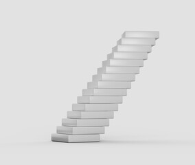 Stack of white rectangular blocks, slightly offset to create a leaning tower effect. 3D Illustration
