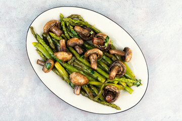 Roasted asparagus and mushrooms.
