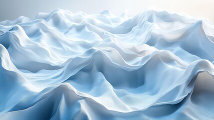 Obraz premium Serene Blue Fabric Waves: Soft, flowing textures create a tranquil atmosphere, perfect for backgrounds in design, fashion, or wellness themes.