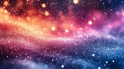 Obraz premium Vibrant cosmic abstract with shimmering particles and flowing colors, perfect for backgrounds, digital art, or creative projects.