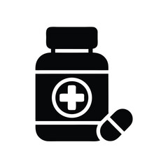 Obraz premium Medicine Bottle Icon With Pill on Transparent Background, Minimalist Style