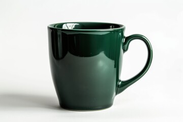 A vibrant green ceramic mug captures the light, showcasing its glossy surface and inviting shape on a clean white background isolated on transparent background