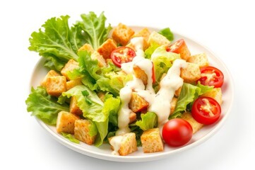 Vibrant Caesar Salad on White