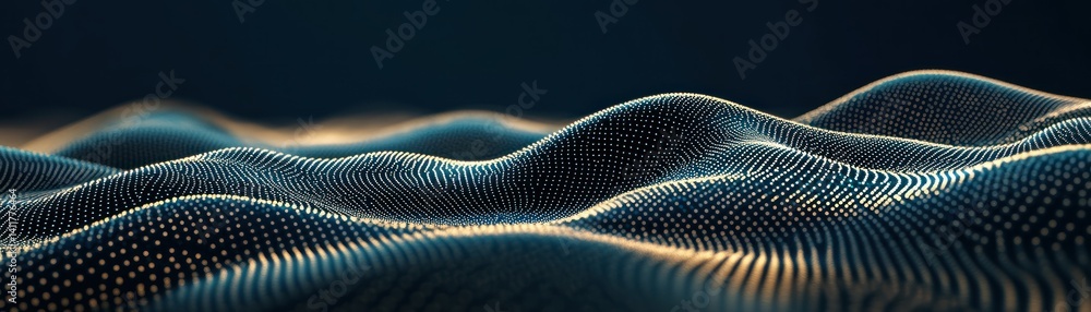 Poster abstract graphical illustration of a wavy textured data surface