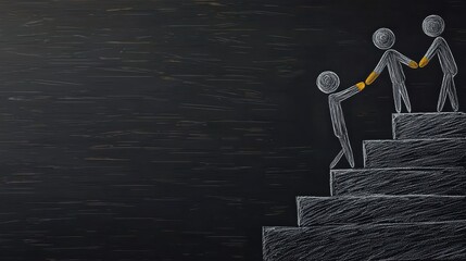 Team collaboration advancing upwards workplace illustration professional environment close-up view motivation