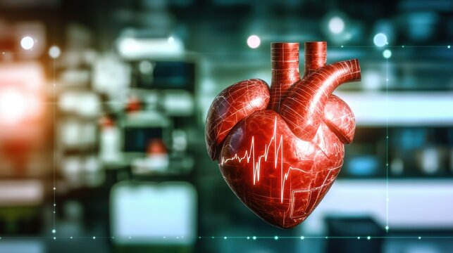 Heart health monitoring technology medical facility infographic clinical environment digital viewpoint cardiovascular concept