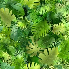 Exploring lush tropical foliage nature scene digital art vibrant greenery aerial view botanic inspiration