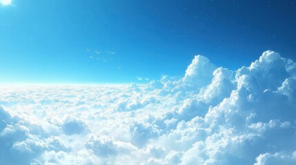 Cloud Horizon. Blue Sky with Clouds Over the Horizon on Windy Day