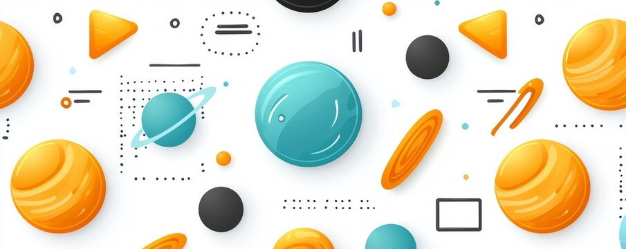 Creative cosmic patterns featuring planets and geometric shapes digital art outer space abstract environment