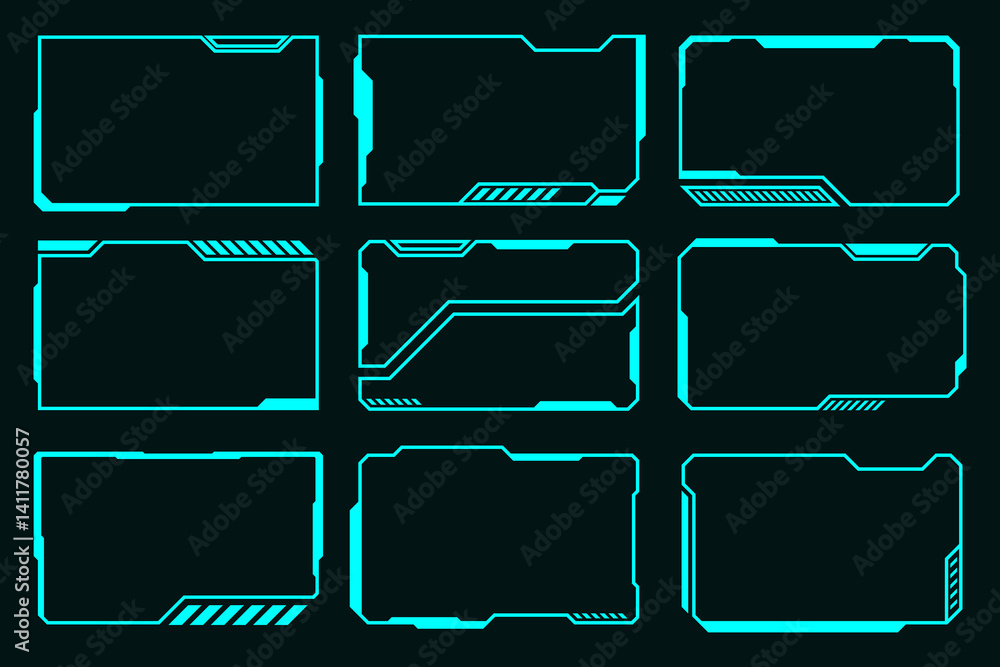 Poster frame hud technology cyberpunk design element. technology hi-tech element