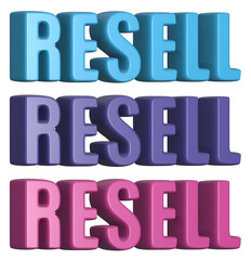set of 3d render resell PNG images, colorful, blue, purple, pink