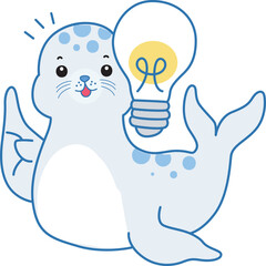 Cute Seal vector icon. Funny baby Seal animal series stock illustration. Life of fluffy Seal designs.