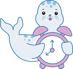 Cute Seal vector icon. Funny baby Seal animal series stock illustration. Life of fluffy Seal designs.