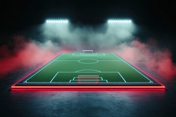 Illuminated soccer field, dramatic lighting