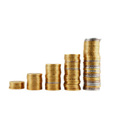 Growing Stacks of Gold and Silver Coins Representing Financial Growth, Investment, and Wealth Accumulation