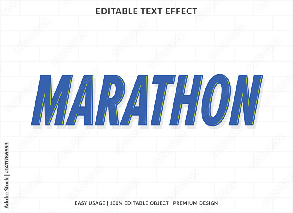 Poster marathon text effect template font style abstract logotype design for business brand and logo