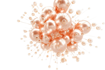 An abstract cluster of iridescent bubbles pulsating with energy against a minimalistic white background isolated on transparent background