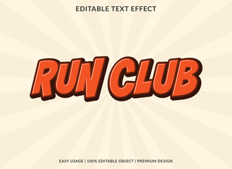 Run club text effect template font style abstract logotype design for business brand and logo
