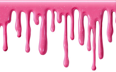 Dripping Pink Liquid, Transparent Background, Glossy Texture, Paintlike, Abstract