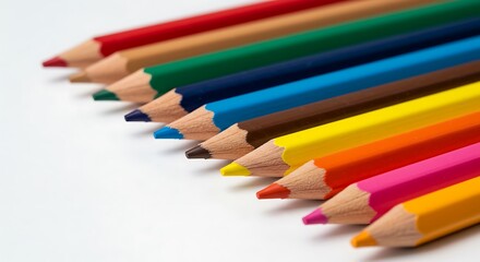 Colorful Pencils: A Vibrant Row of Artistic Hues