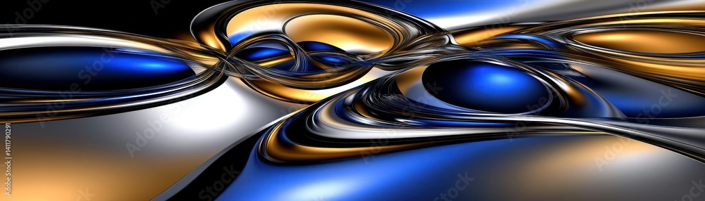Poster abstract colorful flowing lines and shapes with highlighted details