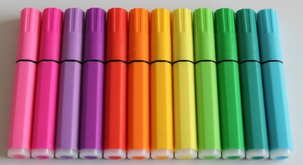 Vibrant Rainbow Markers: A Colorful Array of Artistic Pens