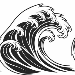 Obraz premium Seamless vector pattern of stylized ocean waves in black 