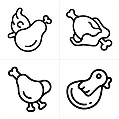 chicken meat icon set
