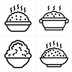 cooked rice icon set
