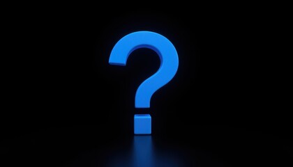 Blue digital question marks on black background 3d rendering.