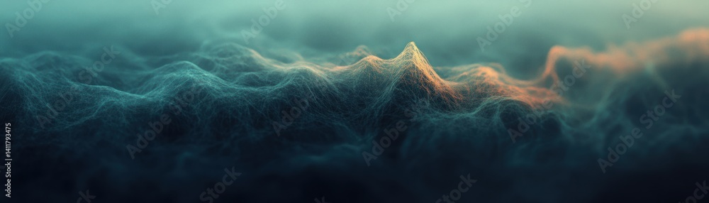 Poster abstract digital representation of mountainous terrain formations with various colors