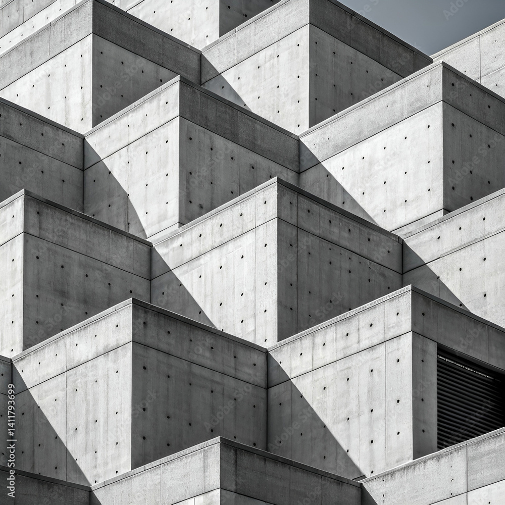 Poster brutalist concrete block pattern seamless vector, featuring bold, angular shapes and raw textures, i