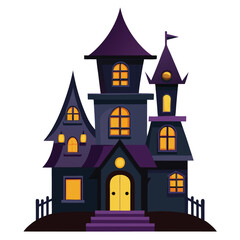 Halloween Haunted house visits isolated on white background