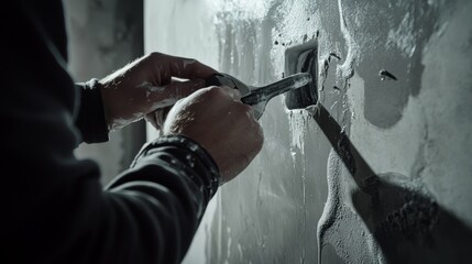 Plumber installing new toilet. Indoor bathroom renovation site