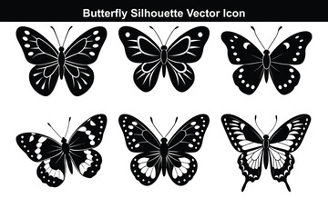 A colorful set of isolated vector butterflies, a beautiful insect illustration with delicate wing patterns, perfect for nature-inspired design.