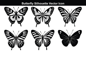 A colorful set of isolated vector butterflies, a beautiful insect illustration with delicate wing patterns, perfect for nature-inspired design.