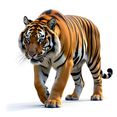 Obraz premium Fierce Tiger Walking Through Tall Grass Generative ai clipart illustration png on white background