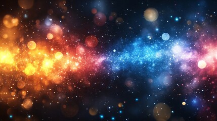 Obraz premium Abstract Cosmic Background With Glowing Orange And Blue Lights