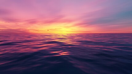 Fototapeta premium Sunset over calm ocean, vibrant colors, soft light