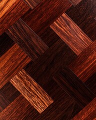 A beautifully crafted wooden floor showcasing an array of intricate patterns, featuring rich grains and textures that create a warm, inviting atmosphere in the room.