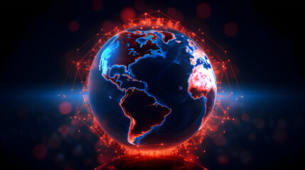 Obraz premium Detailed Earth Globe with City Lights - Nighttime Urbanization 