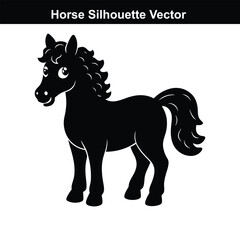 A vector illustration depicts a running set of wild and black horses, a powerful equine silhouette.