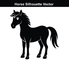 A vector illustration depicts a running set of wild and black horses, a powerful equine silhouette.