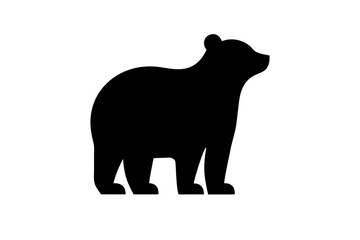 Fototapeta premium Black Bear Silhouette Standing on White Background. Clipart image isolated on background.
