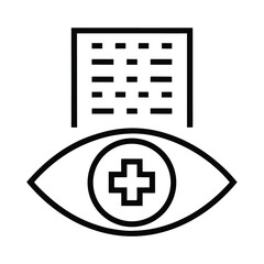 Obraz premium Eye Chart Plus Sign, Optometry Exam, Vision Test Icon, Healthcare on Transparent