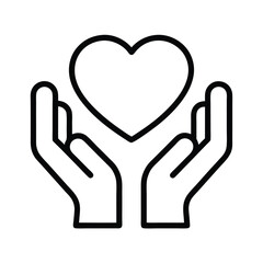 Obraz premium Heart in Hands Line Art Symbol Icon