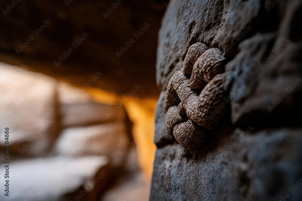 Fototapete close-up shot of a beige, flower-like object composed of seeds or small round shapes, attached to a 