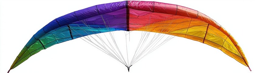 Colorful Rainbow Paraglider Wing Ready for Adventure in the Sky Above a Beautiful Landscape